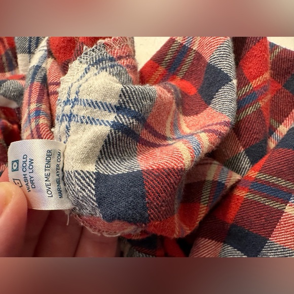 MARINE LAYER Skylar Flannel Shirt Button Down Blouse Boyfriend Top Red Blue Soft - Picture 16 of 16